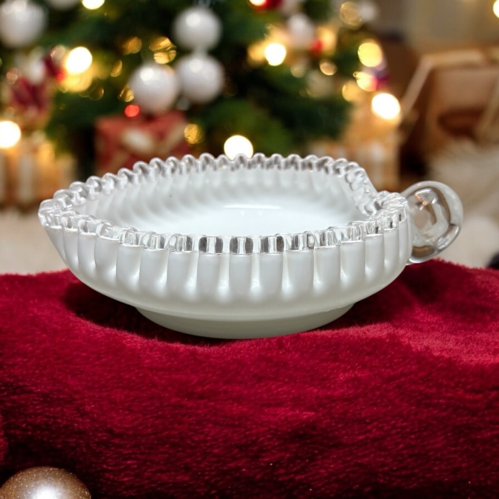 Fenton Milk Glass Heart Shaped Bowl - Picture 3 of 9